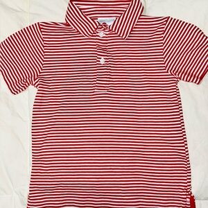 Little English red striped Polo shirt sz 5 EUC smoke free home